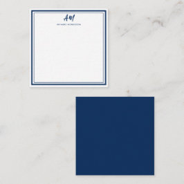 Twee Monogram Navy Blauwe Casual Script Naam Notitiekaartje