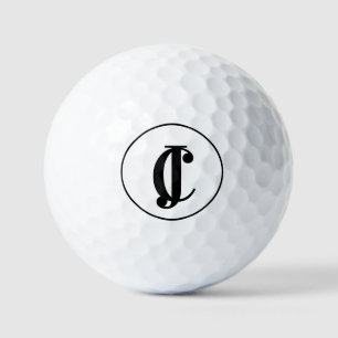Twee Monogrammed Initialen Zwart-wit Golfballen