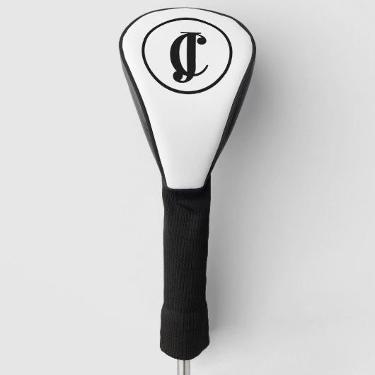Twee Monogrammed Initialen Zwart-wit Golfheadcover (Voorkant)