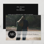Twee Monogrammen Foto Wedding Invitations Kaart (Voorkant / Achterkant)