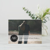 Twee Monogrammen Foto Wedding Invitations Kaart (Staand voorkant)