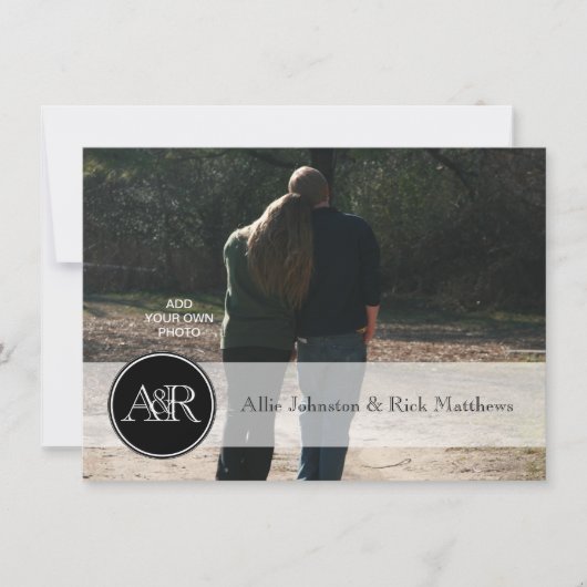 Twee Monogrammen Foto Wedding Invitations Kaart (Voorkant)