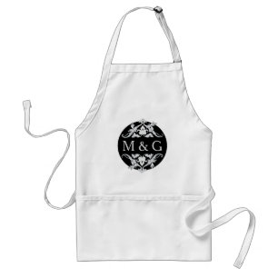 Twee Monogrammen met Scrollwork en Leaves A09 Standaard Schort