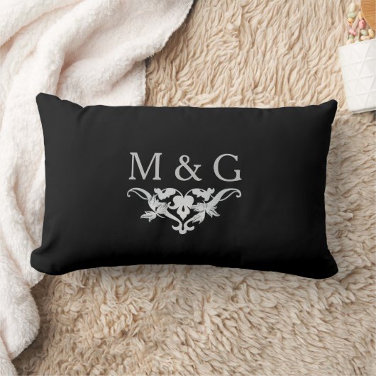 Twee Monogrammen met Scrollwork en Leaves A24B Kussen (Deken)