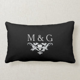 Twee Monogrammen met Scrollwork en Leaves A24B Kussen
