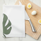 Twee Monstera Bladeren Theedoek (Quarter Fold)