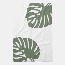 Twee Monstera Bladeren Theedoek