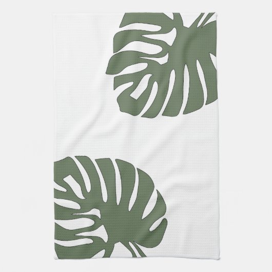 Twee Monstera Bladeren Theedoek (Verticaal)