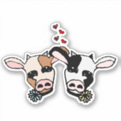 Twee Moo Koeien Sticker (Voorkant)