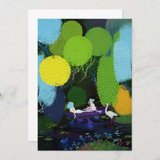 Twee mooie dames in een boot kaart (Voorkant / Achterkant)