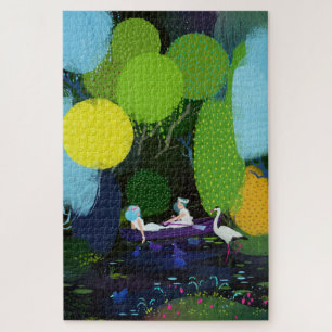 Twee mooie dames in een boot legpuzzel