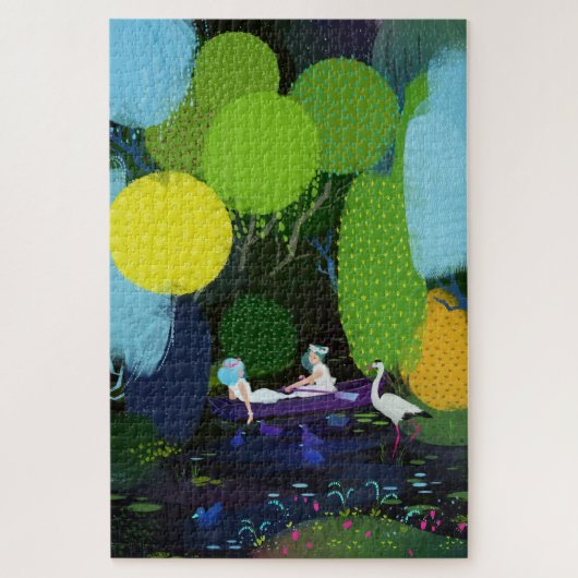 Twee mooie dames in een boot legpuzzel (Verticaal)