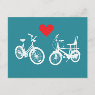 Twee mooie  fietsen vinden liefde briefkaart