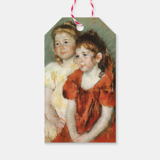 Twee mooie jonge meisjes (door Mary Cassatt) Cadeaulabel (Voorkant)