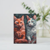 Twee mooie katten briefkaart (Staand voorkant)