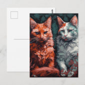 Twee mooie katten briefkaart (Voorkant / Achterkant)