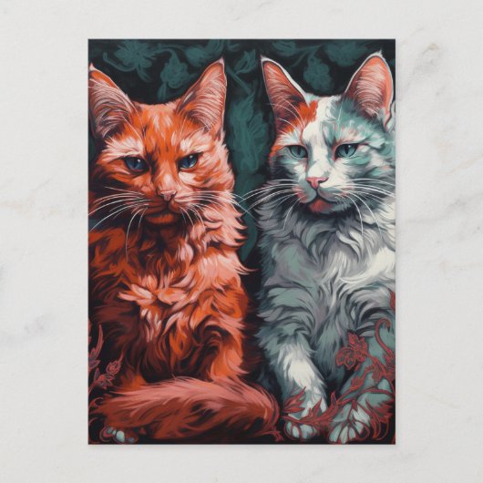 Twee mooie katten briefkaart (Voorkant)