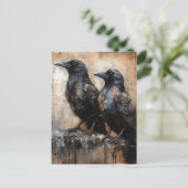Twee mooie kraaien briefkaart (Staand voorkant)
