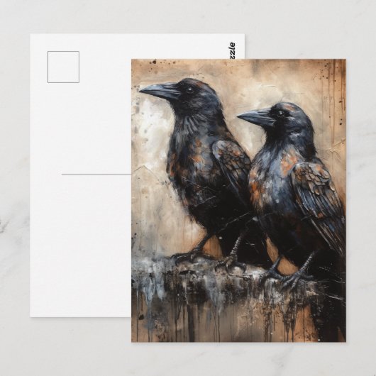 Twee mooie kraaien briefkaart (Voorkant / Achterkant)