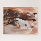 Twee mooie paarden in natuur legpuzzel (Horizontaal)