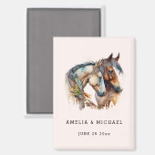 Twee mooie paarden Westerne bruiloft Save the Date Magneet (Voorkant / Achterkant)