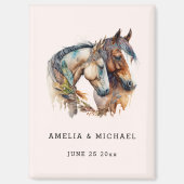 Twee mooie paarden Westerne bruiloft Save the Date Magneet (Voorkant)