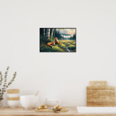 Twee Mooie Rode Vossen Rustend  Poster (Keuken)