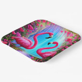Twee mooie roze flamingo's in liefde Graphic Papieren Bordje (Gebogen)
