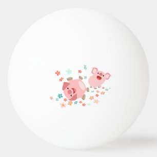 Twee Mooie Tekenfilm Varkens in Lente Ping Pong Ba Pingpongbal