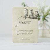 TWEE MOOIE UILEN RUSTIC WOODLAND RSVP KAARTEN (Staand voorkant)