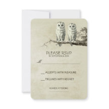 TWEE MOOIE UILEN RUSTIC WOODLAND RSVP KAARTEN