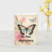 Twee mooie vlinders Jubileum Wenskaart Kaart (Gele Bloem)