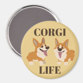 Twee Moppige Corgi Honden Magneet (Voorkant / Achterkant)
