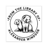 Twee Moppige Fretjes Bibliotheek Boek Naam Zelfinktende Stempel (Design)