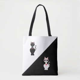 Twee Moppige Katten op Zwart & Wit Tote Bag