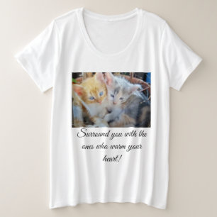 Twee Moppige Kittens Foto Voor, Achter Hart Poot, Grote Maat T-shirt