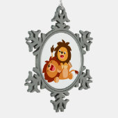 Twee Moppige Speelse Cartoon Leeuwen Tin Ornament (Links)