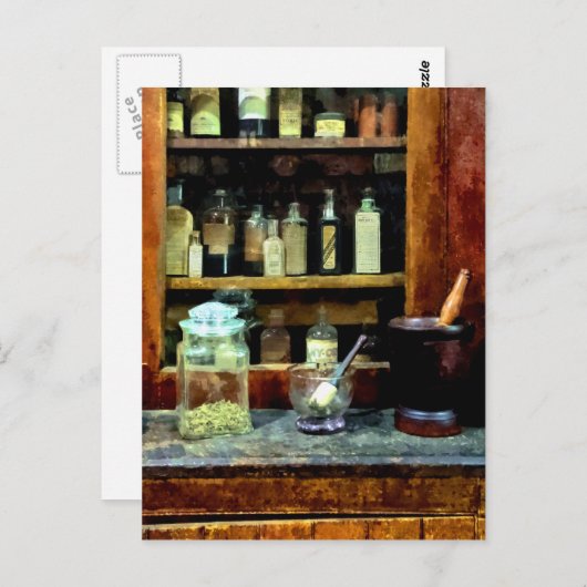 Twee Mortar en Pestles en Glass Jar Briefkaart (Voorkant / Achterkant)