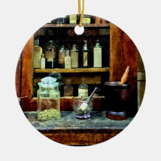 Twee Mortar en Pestles en Glass Jar Keramisch Ornament (Voorkant)