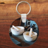Twee Mortars en Pestles in Lab Sleutelhanger (Voorkant)