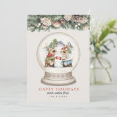 Twee Muizen Hete Chocolade Bergen Sneeuw Grobe Feestdagenkaart (Staand voorkant)