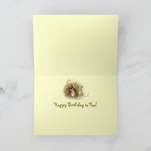 Twee Muizen in het Gras - Gelukkige Verjaardag Kaart (Binnen)