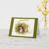 Twee muizen in het gras - Happy Birthday Kaart (Gele Bloem)