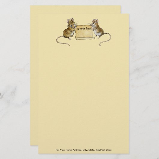 Twee muizen met perkament -  briefpapier (Voorkant / Achterkant)