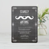 Twee mustaches houden van Chalkboardwedstrijd Kaart (Staand voorkant)