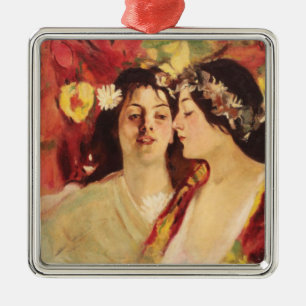 Twee muzen van de lente (door Stefan Luchian) Metalen Ornament