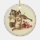 Twee muzikale Kittens Zing en Spel Violin Keramisch Ornament (Achterkant)