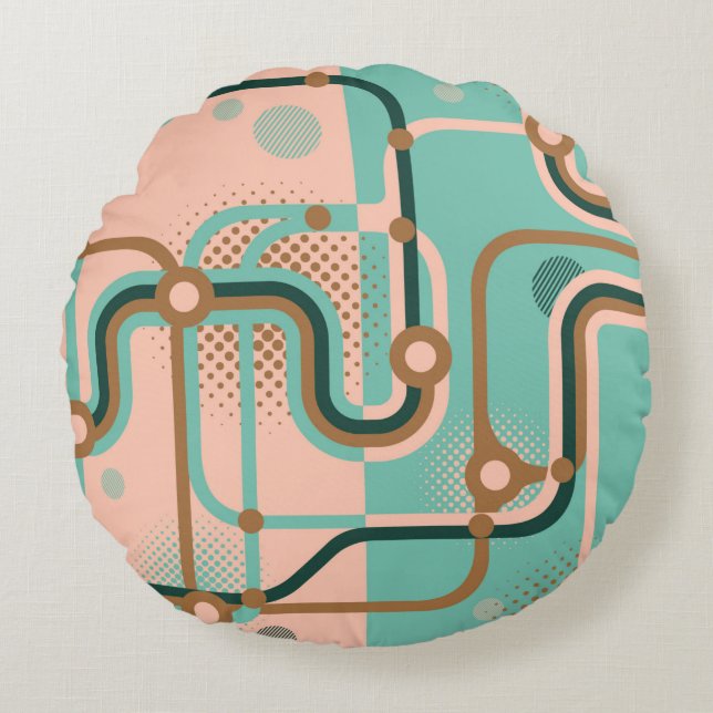 Twee naadloze patronen in verschillende kleuren. A Rond Kussen (Voorkant)