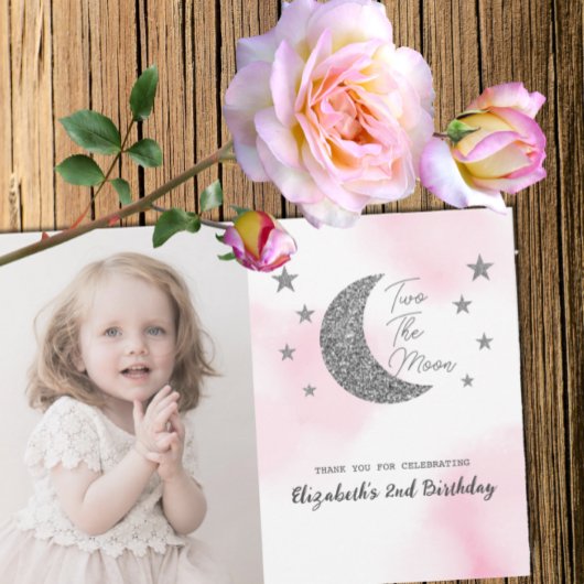 Twee naar de maan 2e verjaardag bedankkaart
