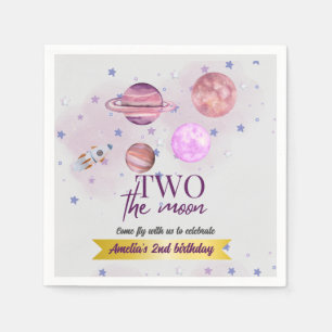 Twee naar de Maan 2e Verjaardag Meisje Maan Sterre Servet